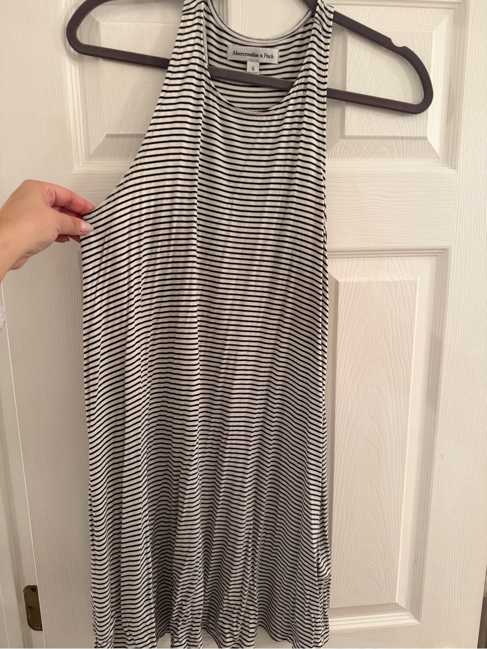 Abercrombie & Fitch Black and Cream Striped Tank Top
